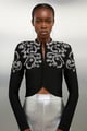 Figure Form Bandage Embellished Knit Jacket Black color