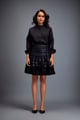 Image of Structured Skirt with Layered Circular Appliqu�