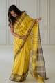 Marigold Linen Saree Yellow color