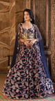 Blue Floral Print Lehenga Set Blue color