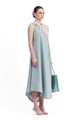 Natural and Plume Blue Colorblock Cotton Linen Midi Dress - Our Love - Image 1