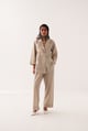 Cuboid Applique Jacket Shirt Beige/Grey color