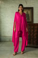 Hot Pink Embroidered Kaftan Set Hot Pink color
