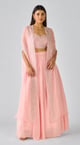 Chiffon Embroidered Cape Set Baby-Pink color