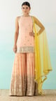 Emb Sharara Set with Contrast Dupatta Peach color
