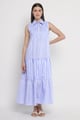Sleeveless Tiered Stripe Dress White/Light blue color