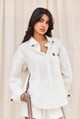 White Embellished Shirt with Side Tape Detail - Urban Suburban - Image 1