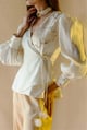 Cream Angrakha Wrap Top and Wide-Leg Pants Co-ord Set - An'era by Asmita Verma - Image 1
