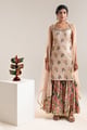 Aarani Embroidered Sharara Set with a Cape Beige color