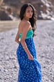 Bandhani Draped Dress Blue Green Blue/Green color
