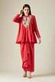 Rose Red Garden Tunic & Skirt Co-Ord Set Red color