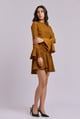 Vivian Golden Brown Full Sleeve Fitted Dress with a Slight Flare Chocolate brown color