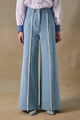 Denim Wide Leg Pants Denim Blue color