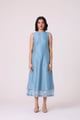 Milena Handwoven Panelled Dress Blue color
