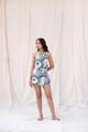 Floral Printed Top & Skort Set Blue/White color