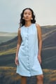 Petal Sleeveless Dress Blue color