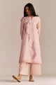 Primrose Pink Woven Kurta Set Primrose Pink color