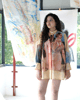 Beige Abstract Print Mini Shirt Dress - House of Urmi - Image 1