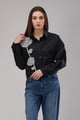 Black Shirt with Embellished Flower Black color