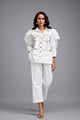 White Puff-Sleeve Corset Co-Ord Set White color