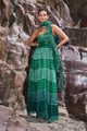 Bandhani Draped Sari Gown Green color