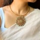 Elegant Filigree Hasli Choker Gold/Green/Maroon color