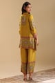 Eraya Yellow Embellished Co-Ord Set with Gathered Sleeves Yellow color