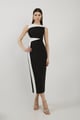 Clean Tailored Colour Block Pencil Midi Dress Black/White color