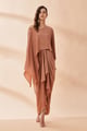 Molten One Shoulder Drape Dress Golden Nude color
