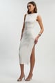 Placed Embellished Floral Mesh Jersey Midi Dress White color