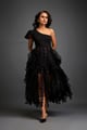 Tiered Tulle Skirt with Geometric Detailing Pink & Black color