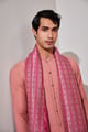 Zari Check Reversible Pashmina Rani Pink Stole Pink color