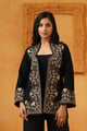 Madhika Tweed Embroidered Jacket Black color