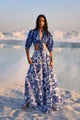 Porcelain Print Maxi Skirt White/Blue color