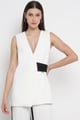 Contrast Detail Sleeveless Top White color