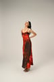 Crimson Dream Slip Dress Red/Black color