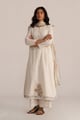 Off-White Cotton Woven Kurta Set Off White color