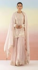 Pink Sequin Embellished Sharara Set Pink color