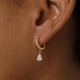 Demi Fine White Zircon Water Droplet Huggie Drop Earrings, Aiden Gold color