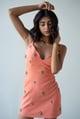 Hand-Embellished Strappy Mini with Scalloped Neckline Peach color