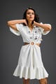 White V-Neck Cut-Out Embroidered Dress White color