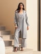 Fossil Stripe Jumpsuit and Jacket Set Grey color