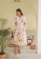 White/Multicolor Collared Fit and Flare Midi Dress - BEYOND TARA - Image 1
