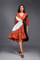 Flared Bottom Skirt With Top Co-Ord Rust color