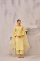 Lime Yellow Chanderi Silk Embroidered Suit Set - NARAYANI VASTRA - Image 1