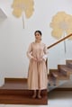 Pintucks Flared Dress - Beige Beige color