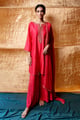 Rani Pink Chanderi Silk Festive Kurta Set Rani Pink color