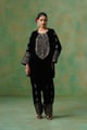 Anika Velvet Embroidered Matching Set Black color