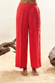 Coral Linen Wide-Leg Trousers - Linen Bloom - Image 1