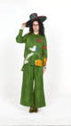 Forest Green Hand-Painted Shirt and Wide-Leg Co-ord Set - ART LOV AFFAIR - Image 1
